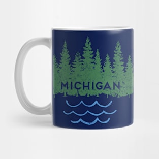 Michigan MI Retro Vintage Look Trees Lake Souvenir Mug